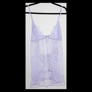 Linea Donatella Lilac Lace/Mesh Floral 2pc Chemise Lingerie Set Size XL NWT